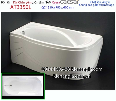 Bồn tắm dài chân yếm 15 mét Caesar-AT3350L