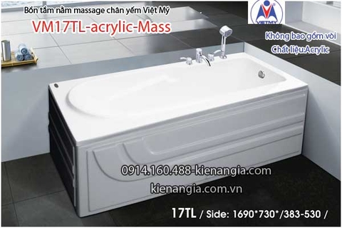 Bồn tắm dài massage acrylic 17m Việt Mỹ 17TL
