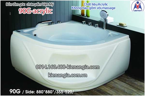 Bồn tắm góc 90cm chân yếm Việt Mỹ VM90G-Acrylic