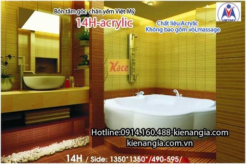 Bồn tắm góc chân yếm Việt Mỹ  acrylic 14H
