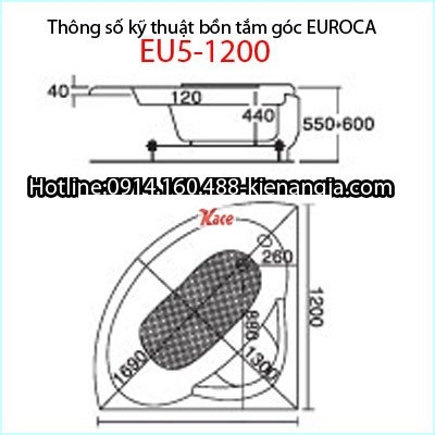 Bồn tắm góc massage EUROCA Acrylic EU5-1200