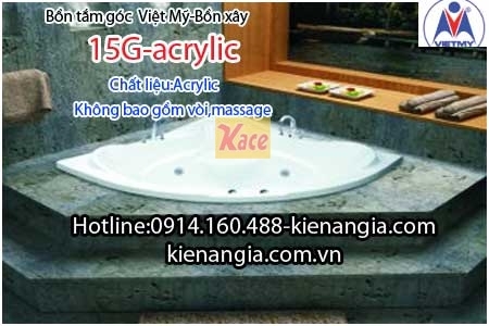 Bồn tắm góc Việt Mỹ xây acryic 15G