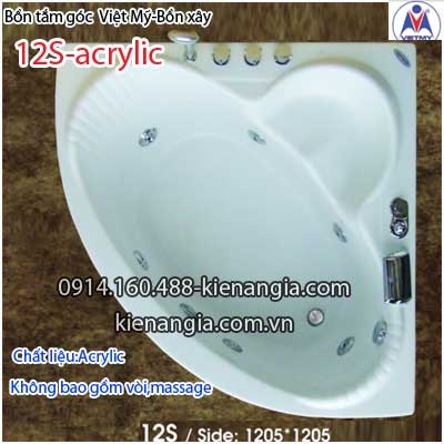 Bồn tắm góc xây acrylic Việt Mỹ 12 mét VM12SAcrylic