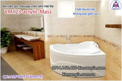Bồn tắm massage góc 12m acrylic Việt Mỹ chân yếm 123-Massage