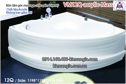 Bồn tắm massage góc 12m acrylic Việt Mỹ chân yếm 12Q-Massage