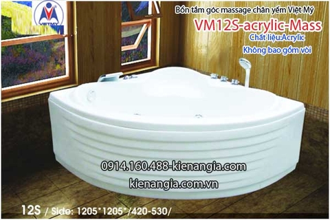 Bồn tắm massage góc 12m acrylic Việt Mỹ chân yếm 12S-Massage