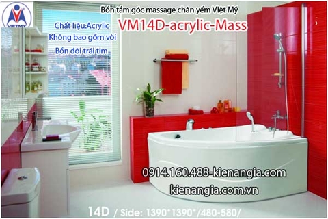 Bồn tắm massage góc 14m acrylic Việt Mỹ chân yếm 14D-Massage