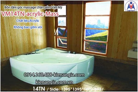 Bồn tắm massage góc 14m acrylic Việt Mỹ chân yếm 14TN-Massage