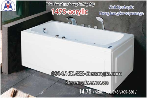 Bồn tắm nằm Acrylic chân yếm dài 14m Việt Mỹ VM1475-Acrylic