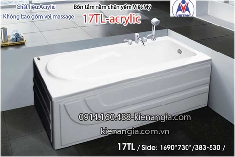 Bồn tắm nằm Acrylic chân yếm dài 17m Việt Mỹ VM17TL-Acrylic