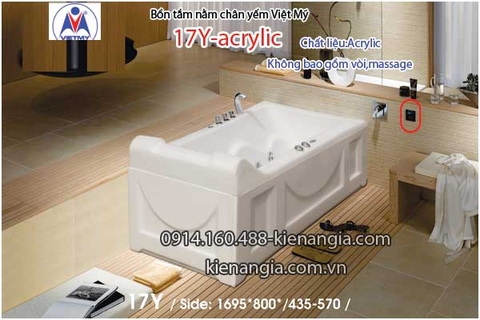 Bồn tắm nằm Acrylic chân yếm dài 17m Việt Mỹ VM17Y-Acrylic