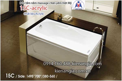 Bồn tắm nằm Acrylic chân yếm V dài 15m Việt Mỹ VM15C