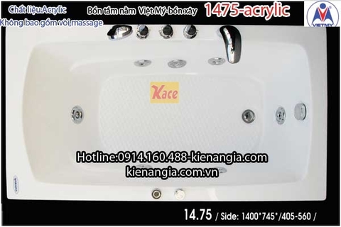 Bồn tắm nằm nhỏ Việt Mỹ acrylic bồn xây 1475