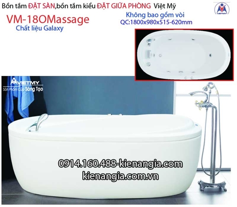 Bồn tắm oval Đặt sàn massage galaxy Việt Mỹ VM18O-galaxy-Mass