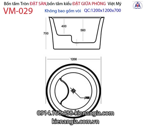 Bồn tắm tròn Đặt sàn acrylic Việt Mỹ VM-029
