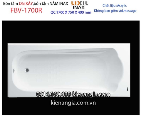 Bồn xây Inaxbồn dài acrylic 17m INAX FBV-1700R