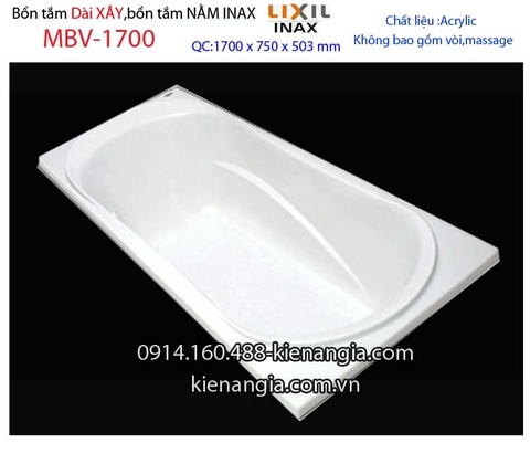 Bồn xây Inaxbồn dài acrylic 17m INAX MBV-1700