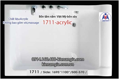 Bồn xâybồn tắm nằm 17m Việt Mỹ Acrylic-1711