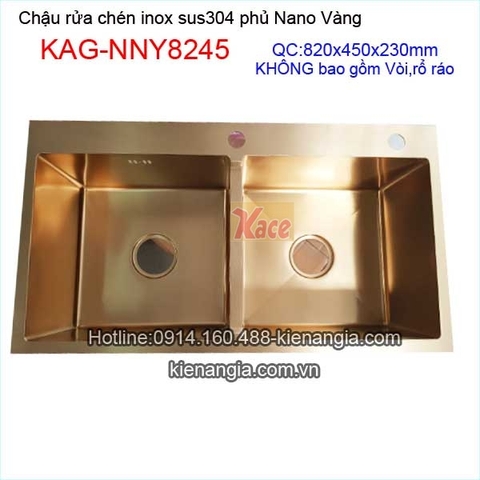 Chậu 2 hộc đều phủ Nano vàng 82x45cm KAG-NNY8245