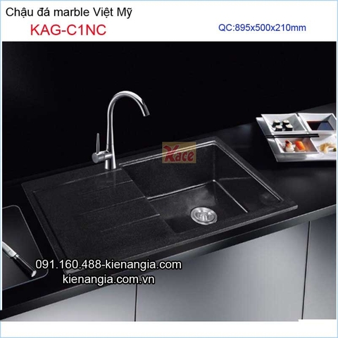 Chậu đá marble 1 hộc 89.5x50 cm Việt Mỹ KAG-C1NC