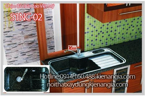 Chậu đá nhân tạo 1 hộc 110x55 x23cm Việt Mỹ S1NC-02