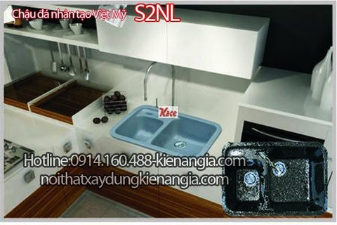Chậu đá rửa bát 2 hộc 83x53 x21cm Việt Mỹ S2NL
