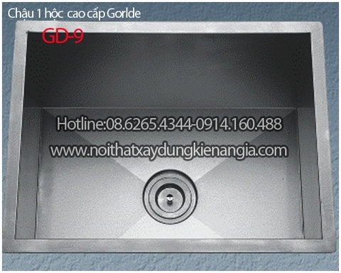 Chậu inox vuông âm bàn 1 hộc 60x45 x25cm GORLDE CRBA GD 9