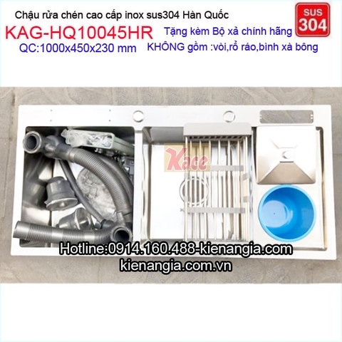 Chậu rừ có hộc rác,giắt dao thớt 100x45 inox đúc KAG-HQ10045HR