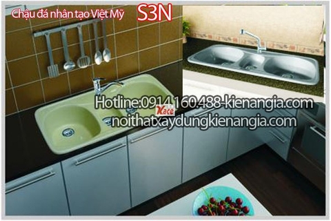 Chậu rửa bát bằng đá 3 hộc 105x52x 18.5cm Việt Mỹ S3N