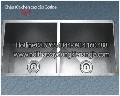 Chậu rửa bát vuông 2 hộc âm bàn 98x45 x25cm GORLDE CRBAG-1