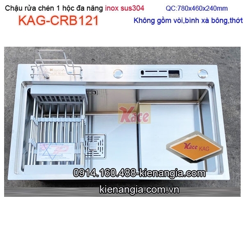 Chậu rửa chén 1 hộc đa năng inox sus304 78x46cm KAG-CRB121