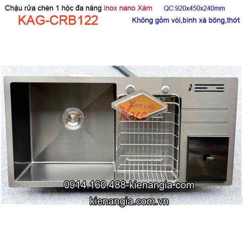 Chậu rửa chén 1 hộc đa năng Nano xám 92x45cm KAG-CRB122