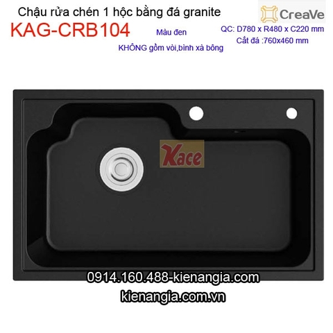 Chậu rửa chén 1 hộc vuông 78x48cm đá granite Creave KAG-CRB104