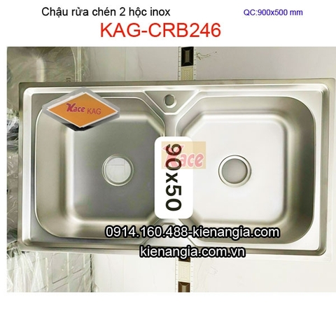Chậu rửa chén 2 hộc 90x50cm inox KAG-CRB246