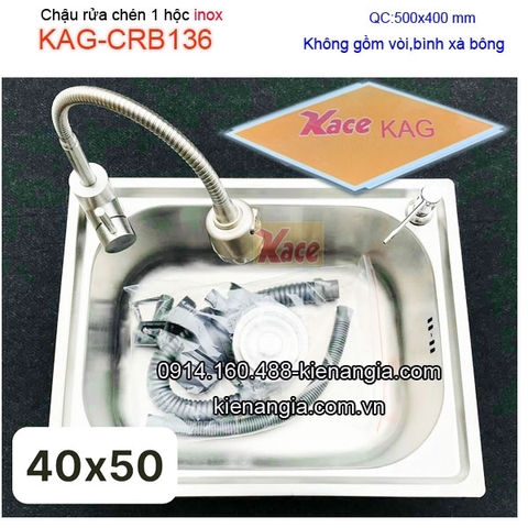 Chậu rửa chén inox 1 hộc 50x40cm KAG-CRB136