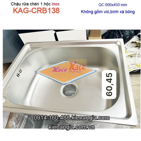 Chậu rửa chén inox 1 hộc 60x45cm KAG-CRB138