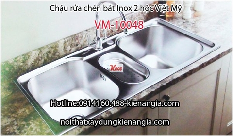 Chậu rửa chén inox 3 hộc 100x48 x23cm Việt Mỹ VM-10048