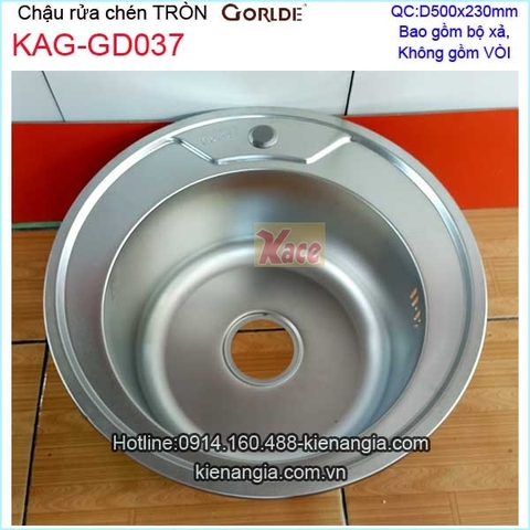 Chậu rửa chén tròn 1 hộc 50x50 x23cm GORLDE GD 037