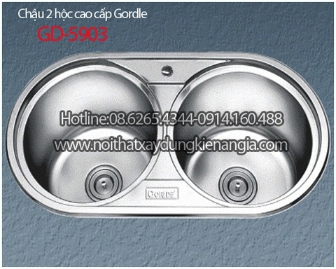 Chậu rửa chén tròn 2 hộc 86x45 x23cm GORDLE GD 5903