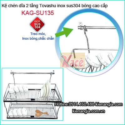 Kệ 2 tầng úp chen bát căn hộ chung cư dài 70cm Tovashu KAG-SU135
