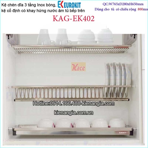 Kệ 3 tầng âm tủ bếp trên 800 KAG-EK402