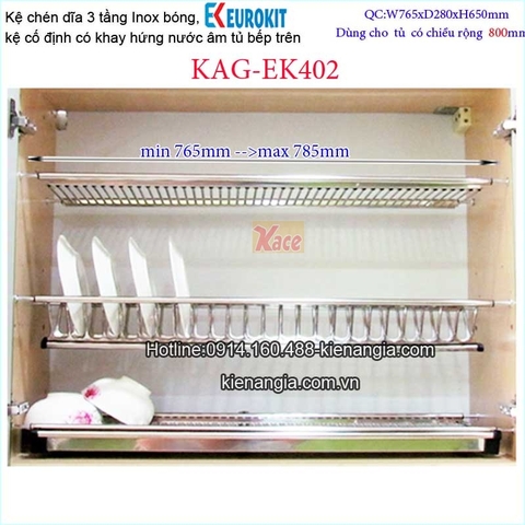 Kệ 3 tầng âm tủ bếp trên 800 KAG-EK402