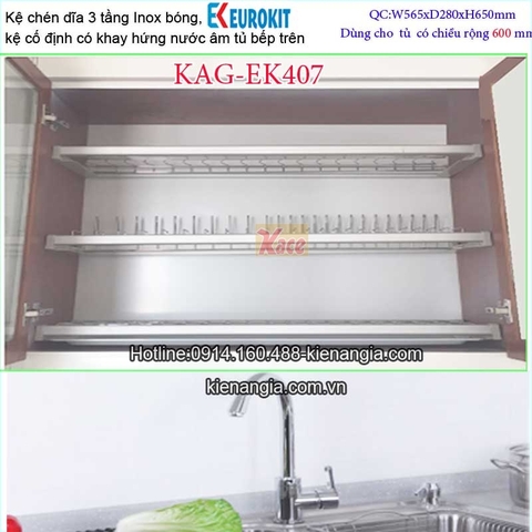 Kệ 3 tầng cao cấp âm tủ bếp 600 EUROKIT-KAG-EK407