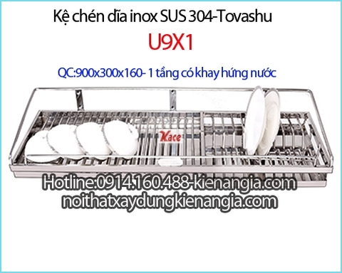 Kệ bếp 90cm có khay hứng nước Inox 304-Tovashu-U9X1
