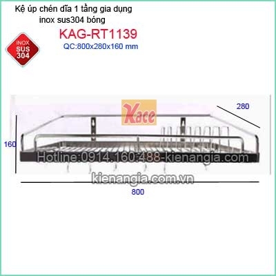 Kệ chén bát 1 tầng inox sus304 dài 8 tấc KAG-RT1139