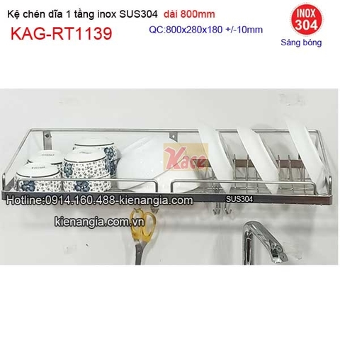 Kệ chén bát 1 tầng inox sus304 dài 8 tấc KAG-RT1139
