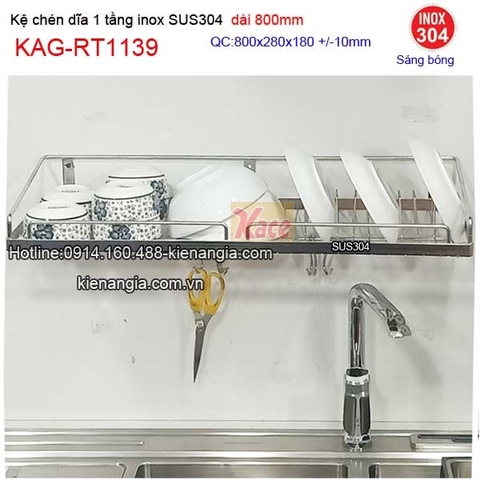 Kệ chén bát 1 tầng inox sus304 dài 8 tấc KAG-RT1139