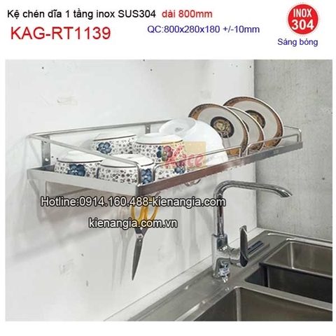 Kệ chén bát 1 tầng inox sus304 dài 8 tấc KAG-RT1139