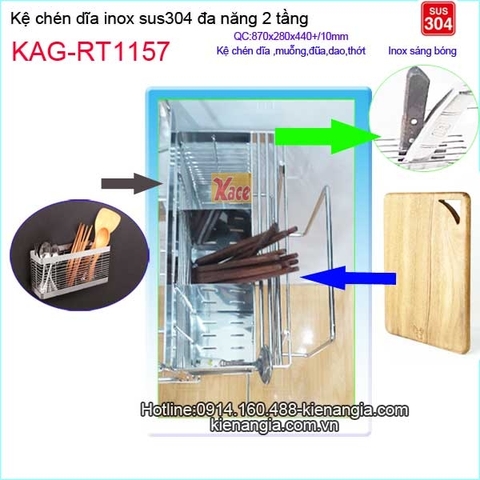 Kệ chén dĩa 2 tầng đa năng dao thớt KAG-RT1157