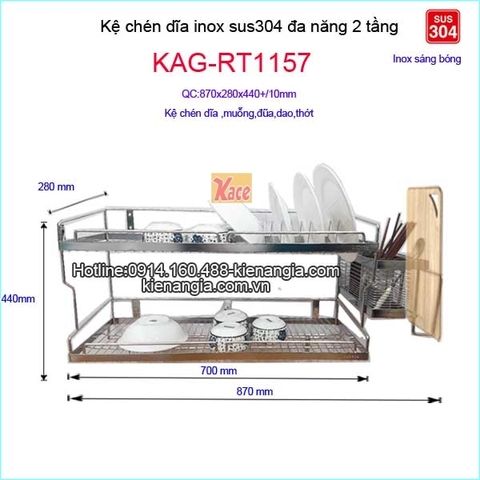 Kệ chén dĩa 2 tầng đa năng dao thớt KAG-RT1157